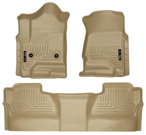 GMC Sierra Floor Liners - Front & 2nd Seat - Husky Liners - WeatherBeater - Tan - 2014